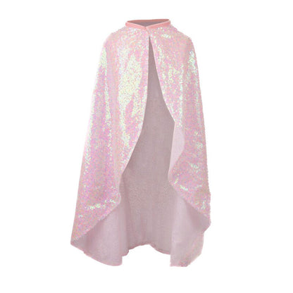Pink sequin cape over a plain background
