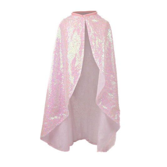 Pink sequin cape over a plain background