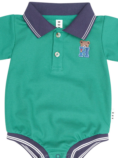 HUXBABY | COLLEGIATE PIQUE POLO ROMPER
