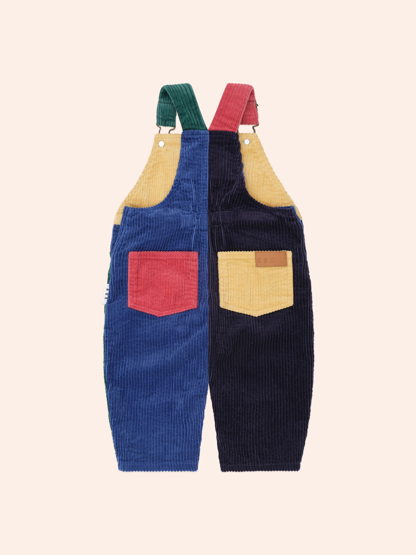 HUXBABY COLOUR BLOCK CORD OVERALLS | BLUE