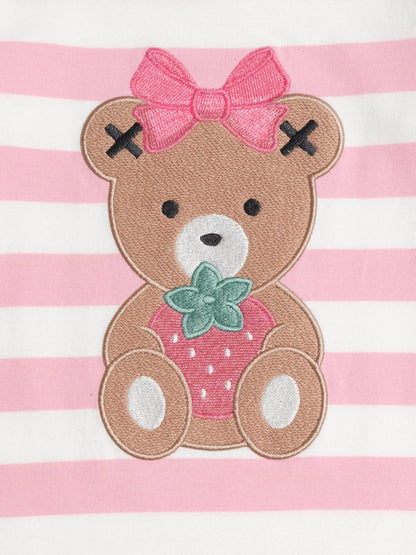 HUXBABY STRAWBERY STRIPE ROMPER