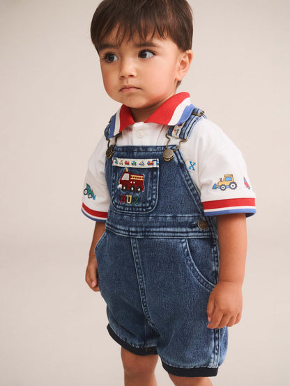 HUXBABY | CONSTRUCTION DENIM SHORT OVERALL