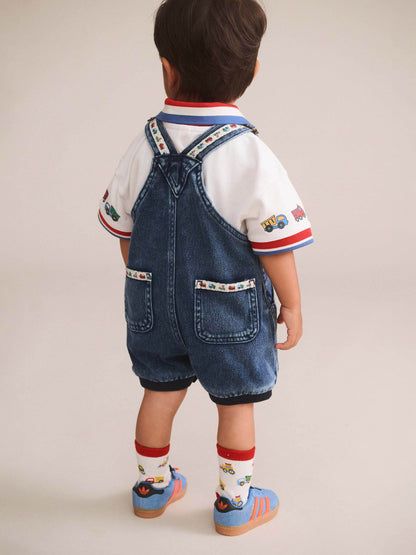 HUXBABY | CONSTRUCTION DENIM SHORT OVERALL
