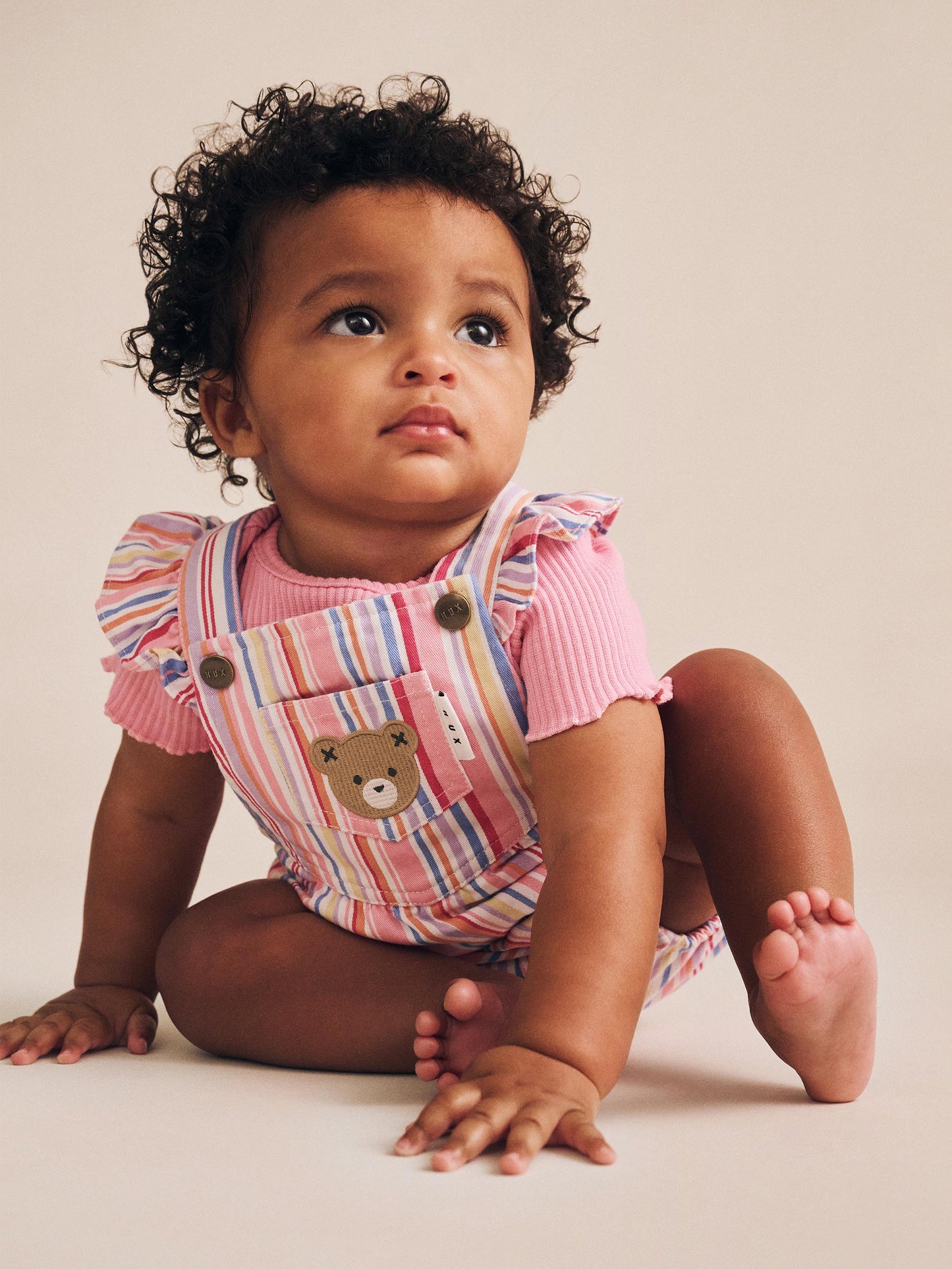 HUXBABY PASTEL STRIPE BUBBLE ROMPER