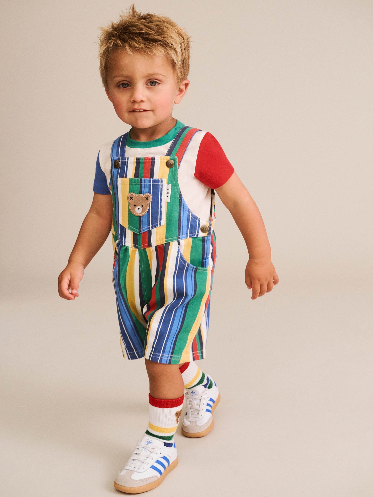 HUXBABY | VARIEGATED STRIPE SHORT OVERALL