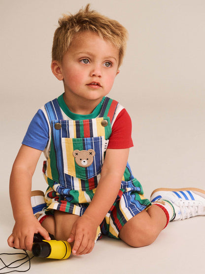 HUXBABY | VARIEGATED STRIPE SHORT OVERALL