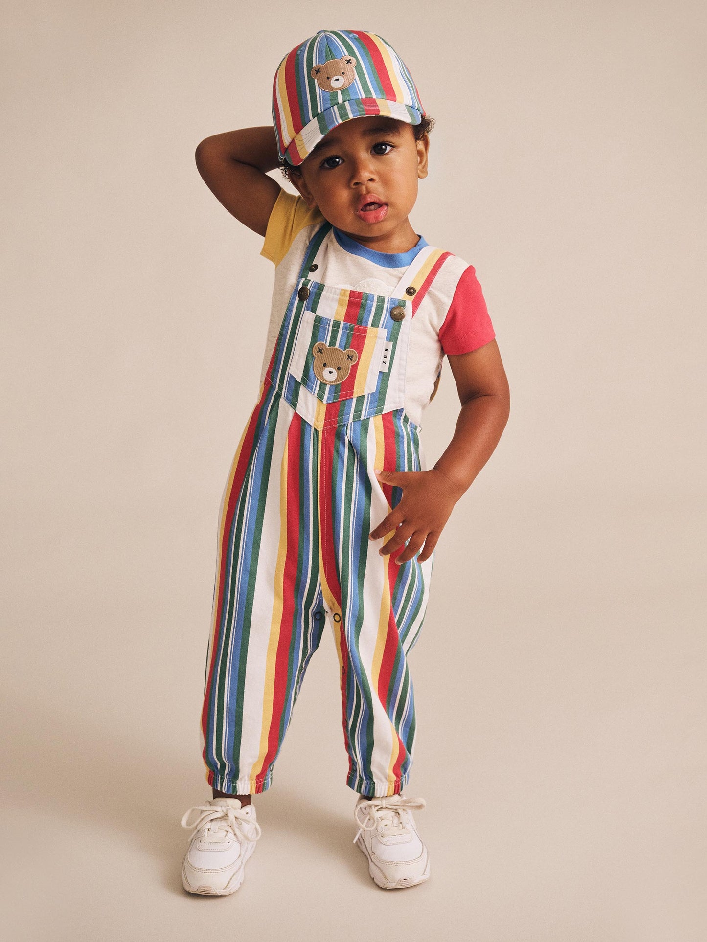 HUXBABY VINTAGE STRIPE OVERALLS
