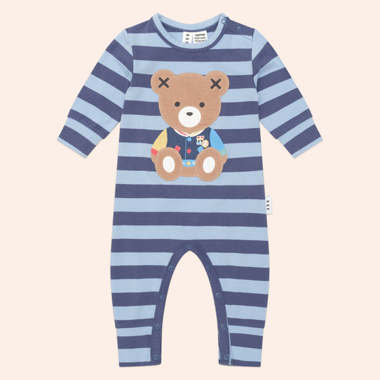 HUXBABY COLLEGE HUX BLUE STRIPE ROMPER