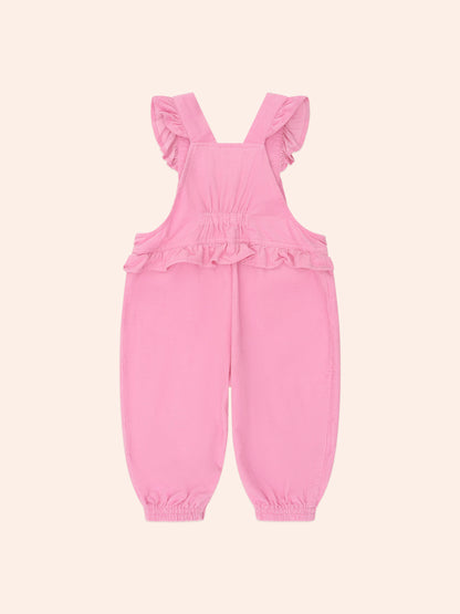 HUXBABY CLASSIC FRILL CORD OVERALL | PINK