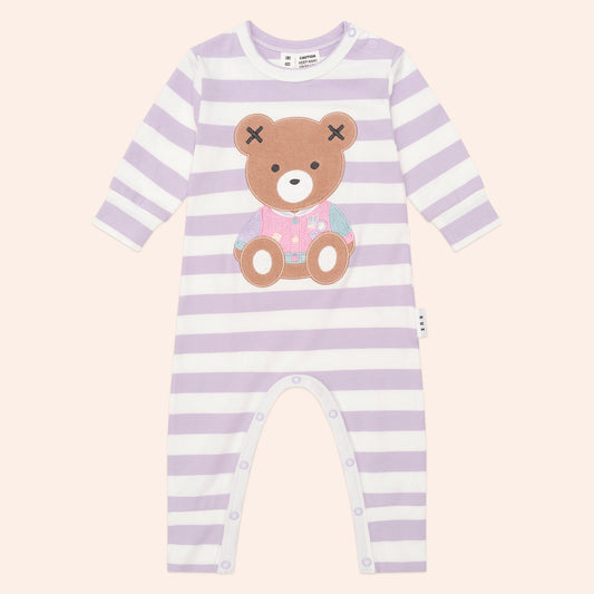 HUXBABY COLLEGE HUX ORCHID STRIPE ROMPER