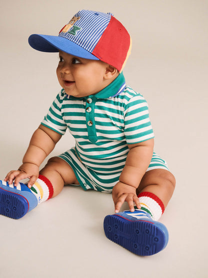 HUXBABY | GREEN STRIPE VACAY ROMPER