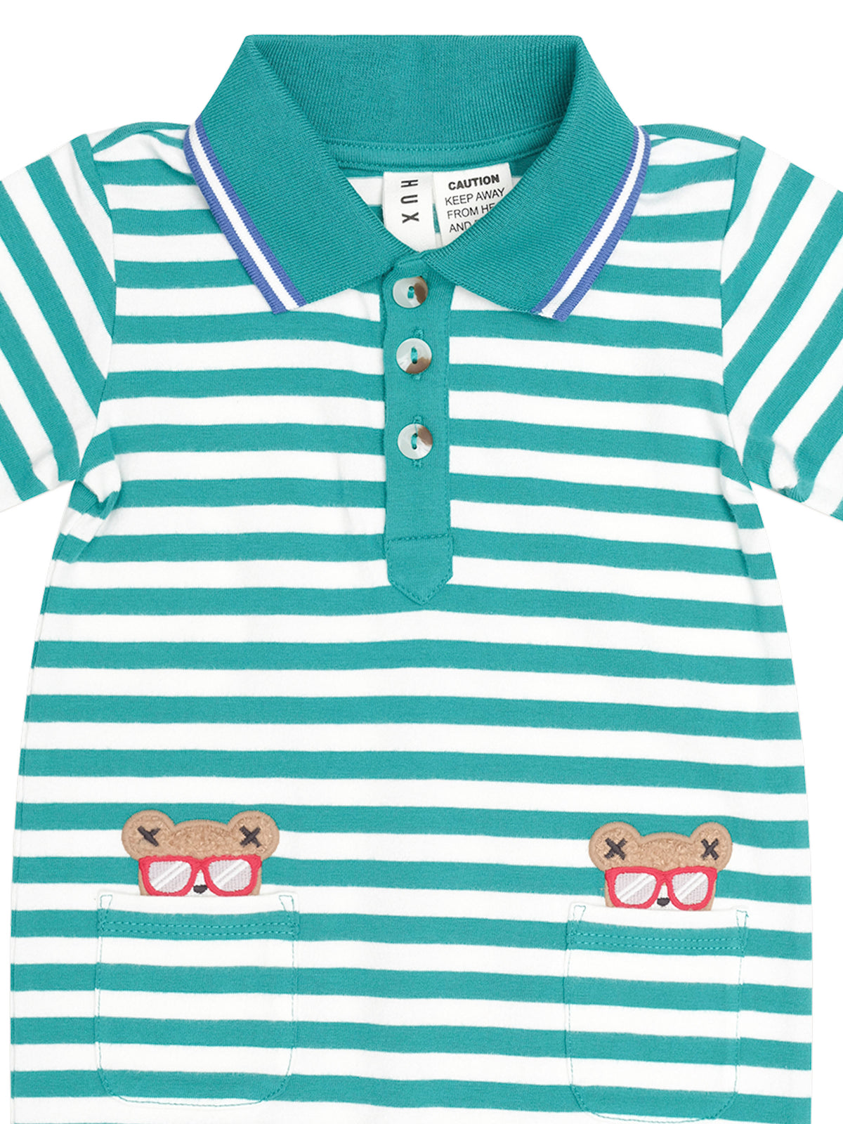 HUXBABY | GREEN STRIPE VACAY ROMPER