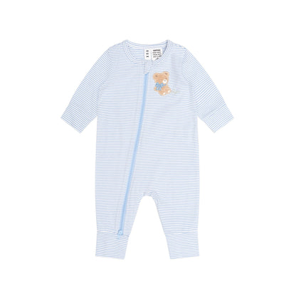HUXBABY | BOW STRIPE ZIP ROMPER