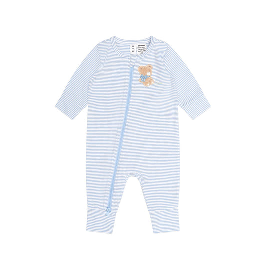 HUXBABY | BOW STRIPE ZIP ROMPER