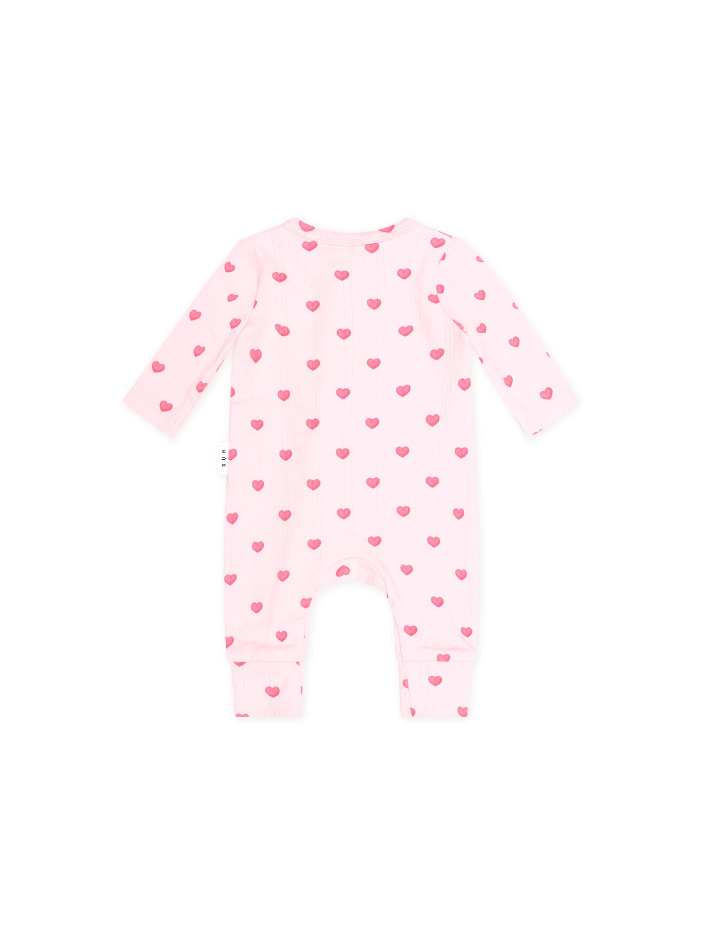 HUXBABY | I HEART YOU POINTELLE FRILL ZIP ROMPER