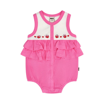 HUXBABY | SEERSUCKER ROMPER | BERRY SWEET