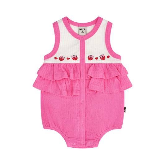 HUXBABY | SEERSUCKER ROMPER | BERRY SWEET