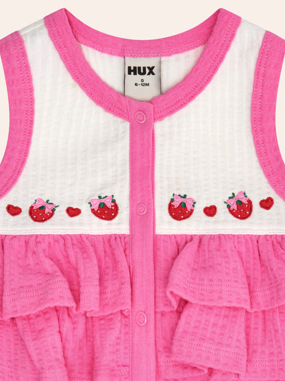 HUXBABY | SEERSUCKER ROMPER | BERRY SWEET