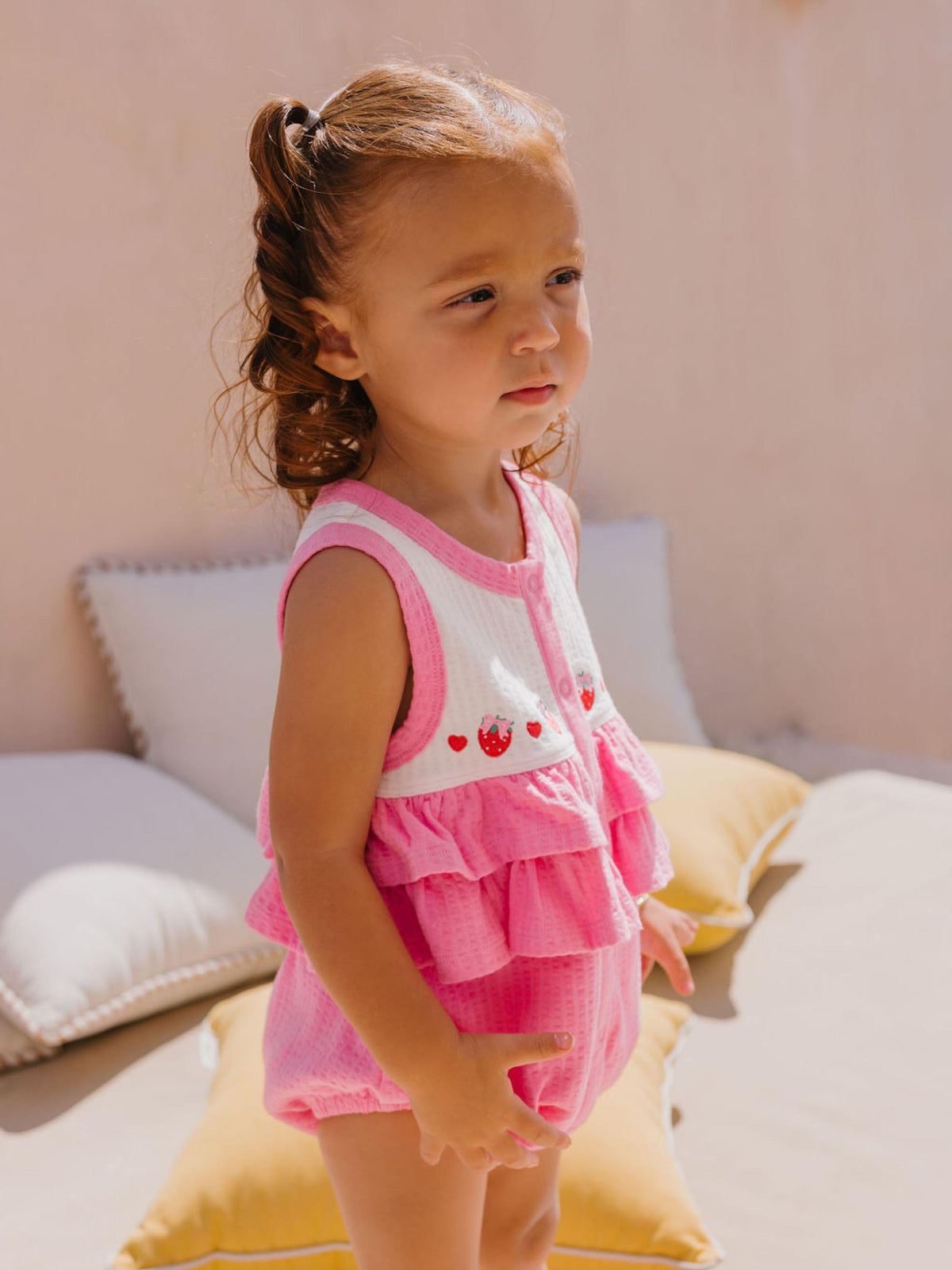 HUXBABY | SEERSUCKER ROMPER | BERRY SWEET