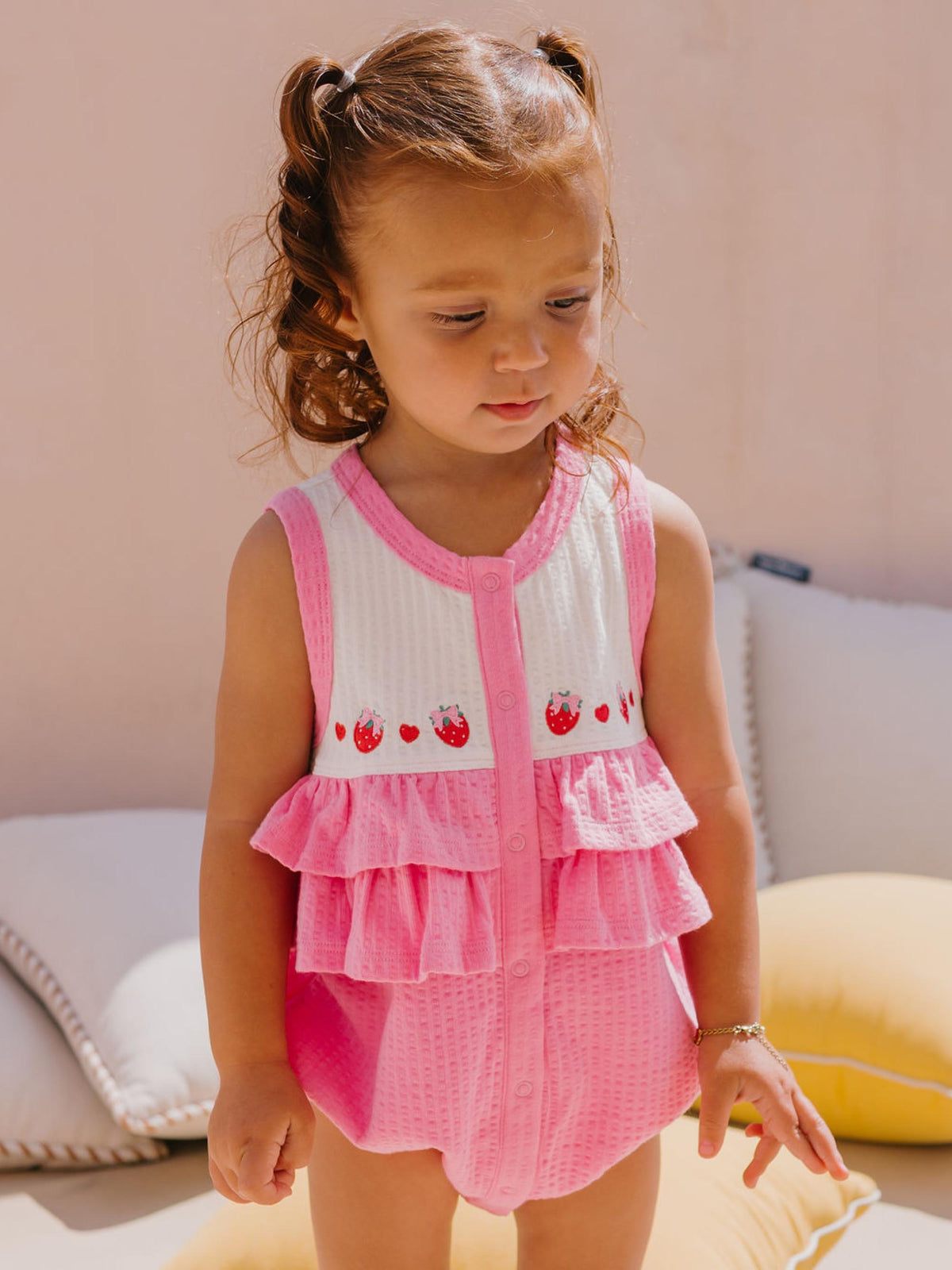 HUXBABY | SEERSUCKER ROMPER | BERRY SWEET