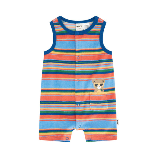 HUXBABY | TOWELLING ROMPER | SUNSET STRIPE