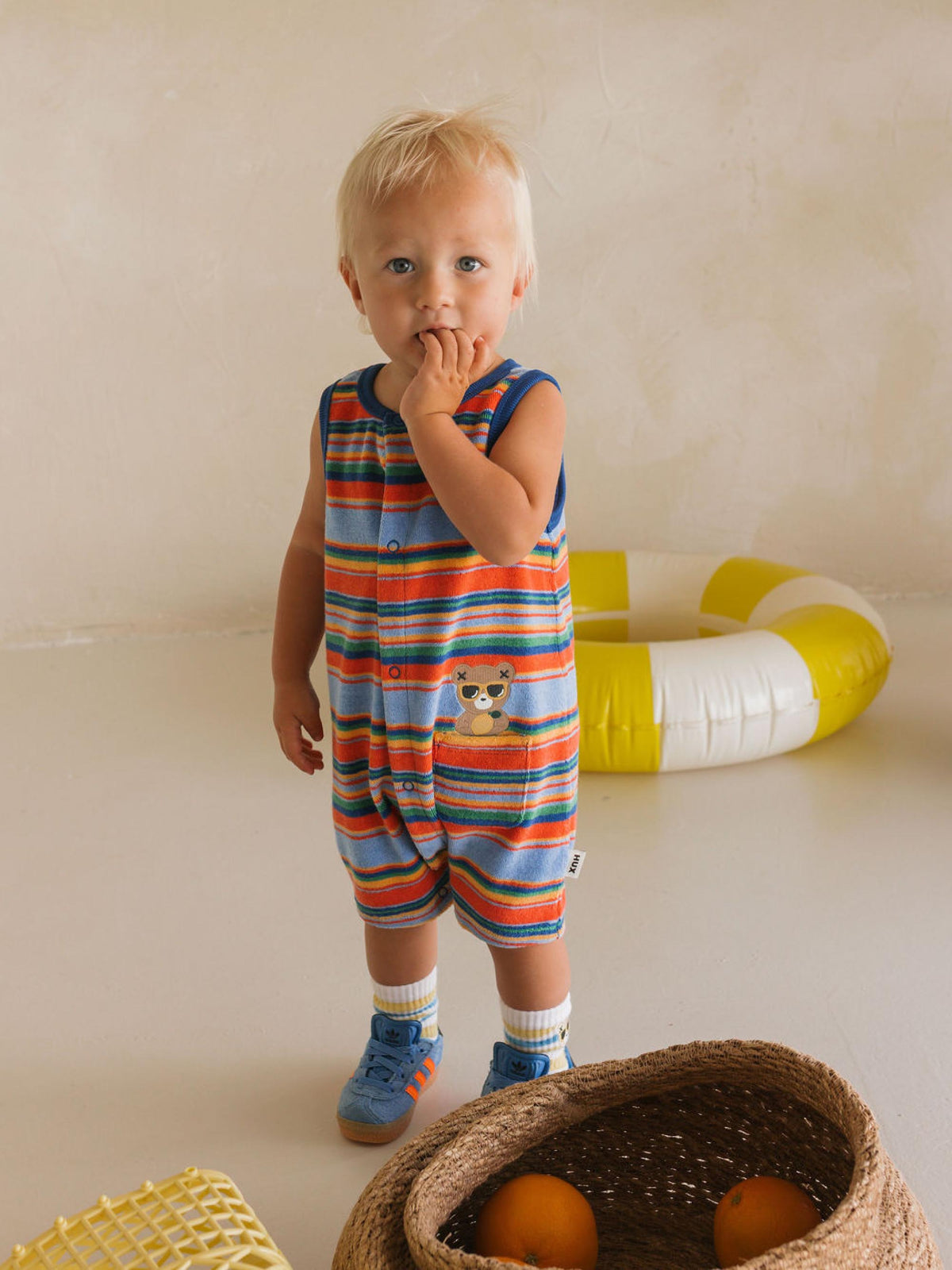HUXBABY | TOWELLING ROMPER | SUNSET STRIPE