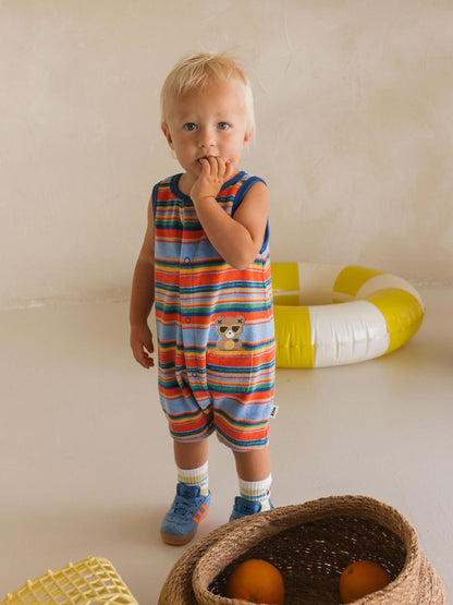 HUXBABY | TOWELLING ROMPER | SUNSET STRIPE