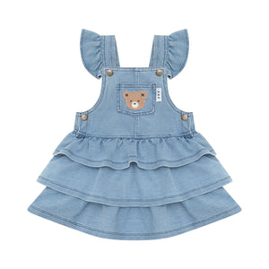 Huxbaby Frill Pinafore - Knit Denim