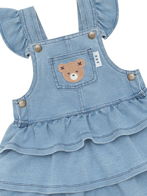 Huxbaby Frill Pinafore - Knit Denim