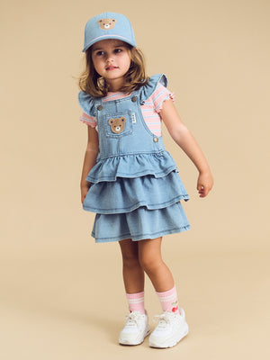 Huxbaby Frill Pinafore - Knit Denim