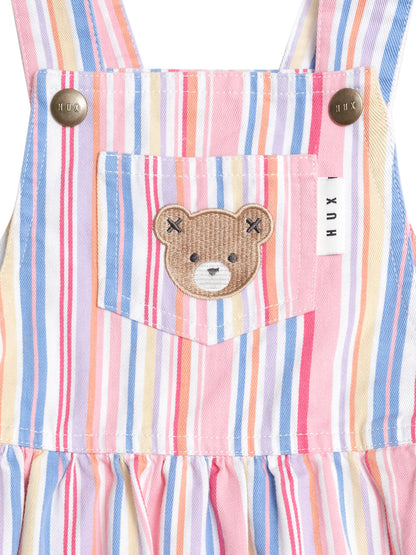 HUXBABY PASTEL STRIPE PINAFORE DRESS