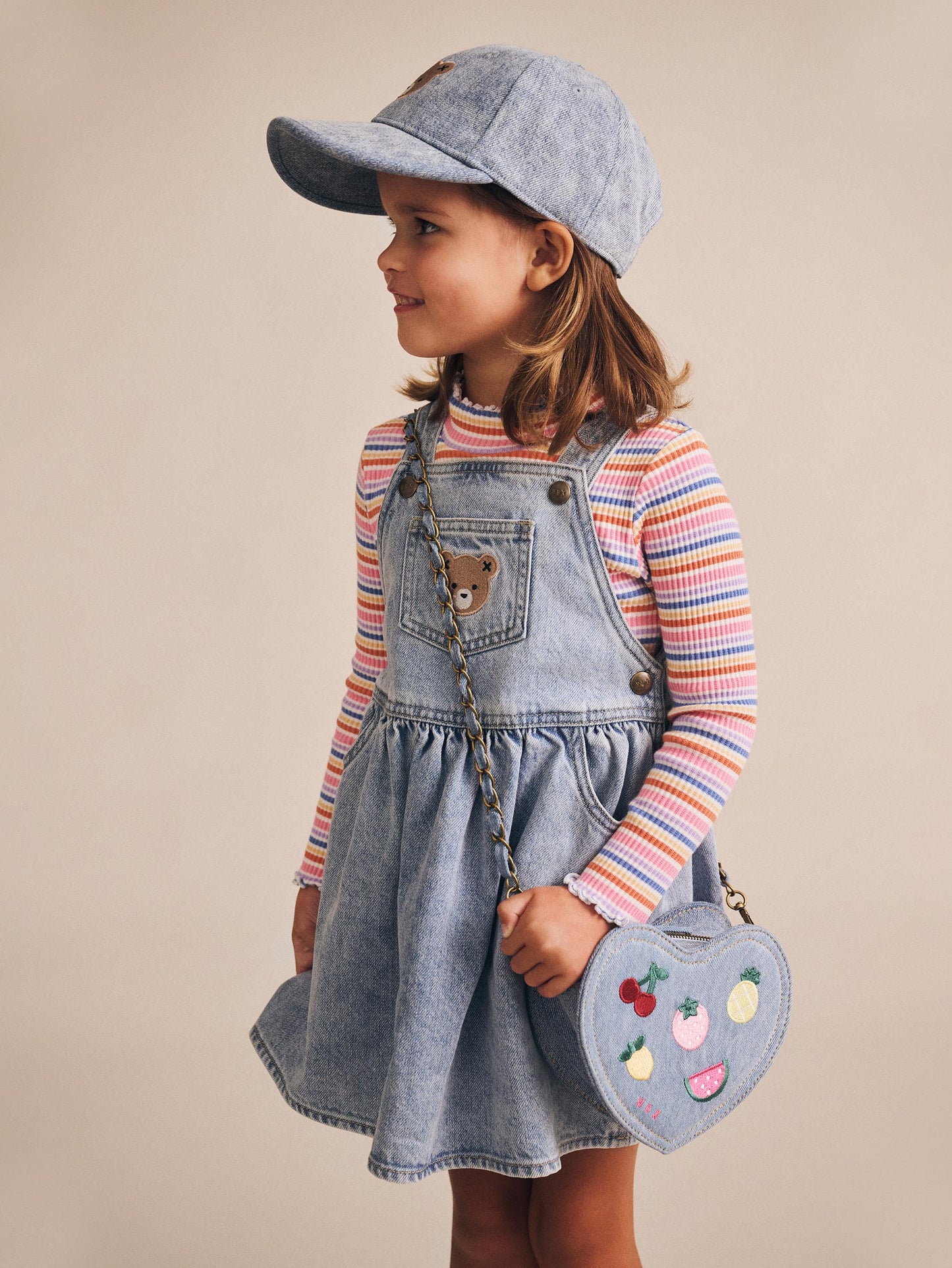 HUXBABY DREAMY DENIM PINAFORE DRESS