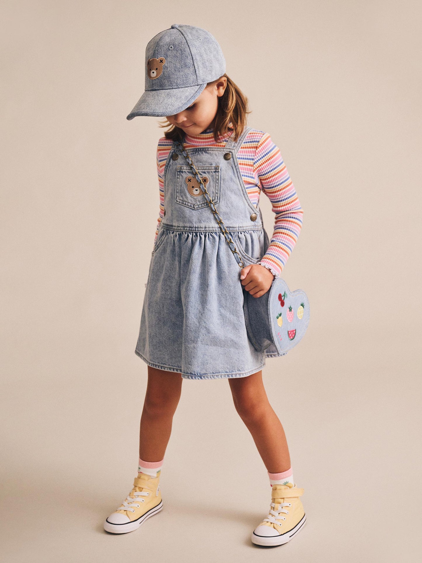 HUXBABY DREAMY DENIM PINAFORE DRESS