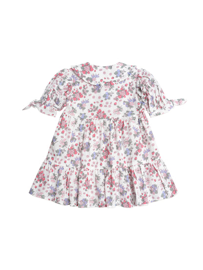 HUXBABY STRAWBERRY GARDEN TIERED SMOCK DRESS