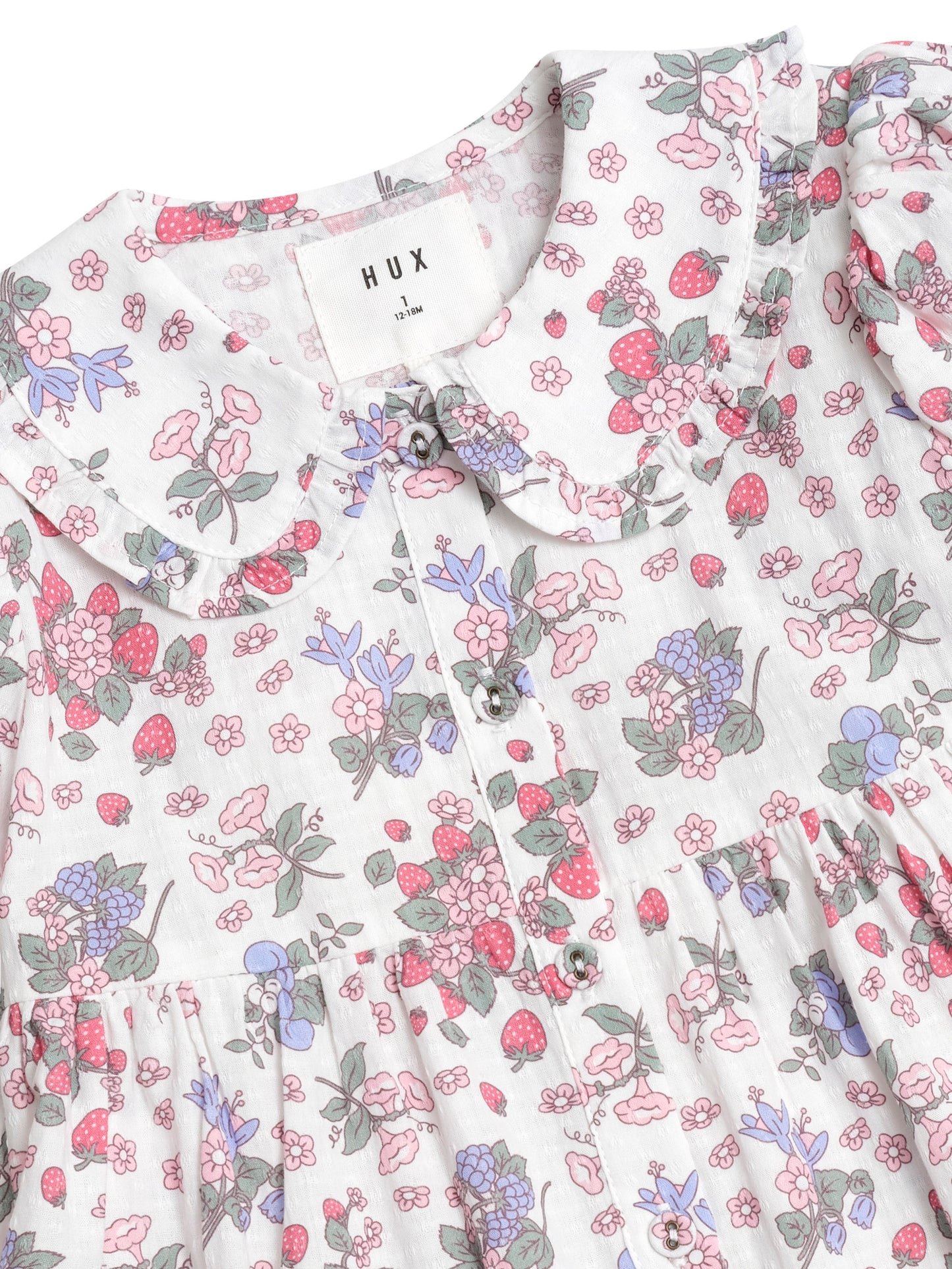 HUXBABY STRAWBERRY GARDEN TIERED SMOCK DRESS