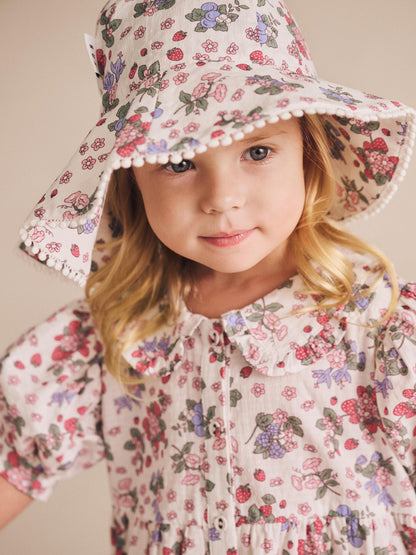 HUXBABY STRAWBERRY GARDEN TIERED SMOCK DRESS