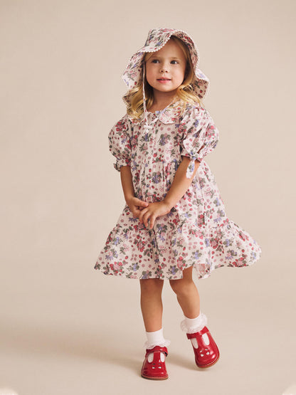 HUXBABY STRAWBERRY GARDEN TIERED SMOCK DRESS