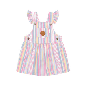 Huxbaby Frill Pinafore - Rainbow Stripe