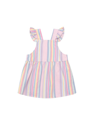 Huxbaby Frill Pinafore - Rainbow Stripe