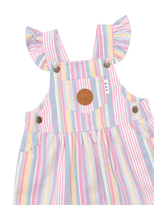 Huxbaby Frill Pinafore - Rainbow Stripe