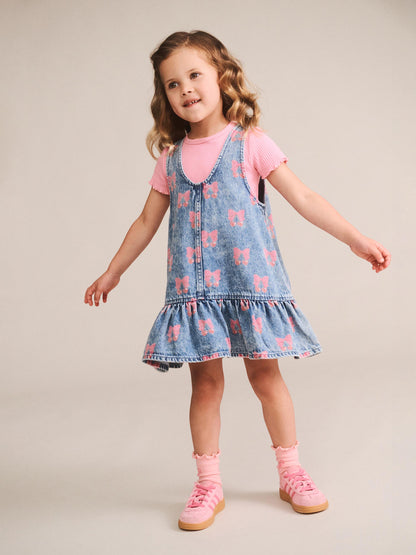 HUXBABY | DREAMY DENIM CHERRY PINAFORE