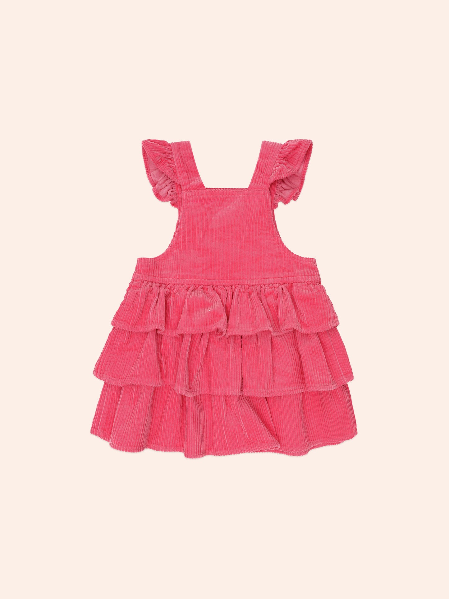 HUXBABY CLASSIC TIERED CORD PINAFORE | CHERRY
