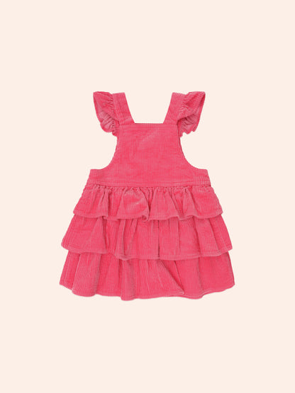 HUXBABY CLASSIC TIERED CORD PINAFORE | CHERRY