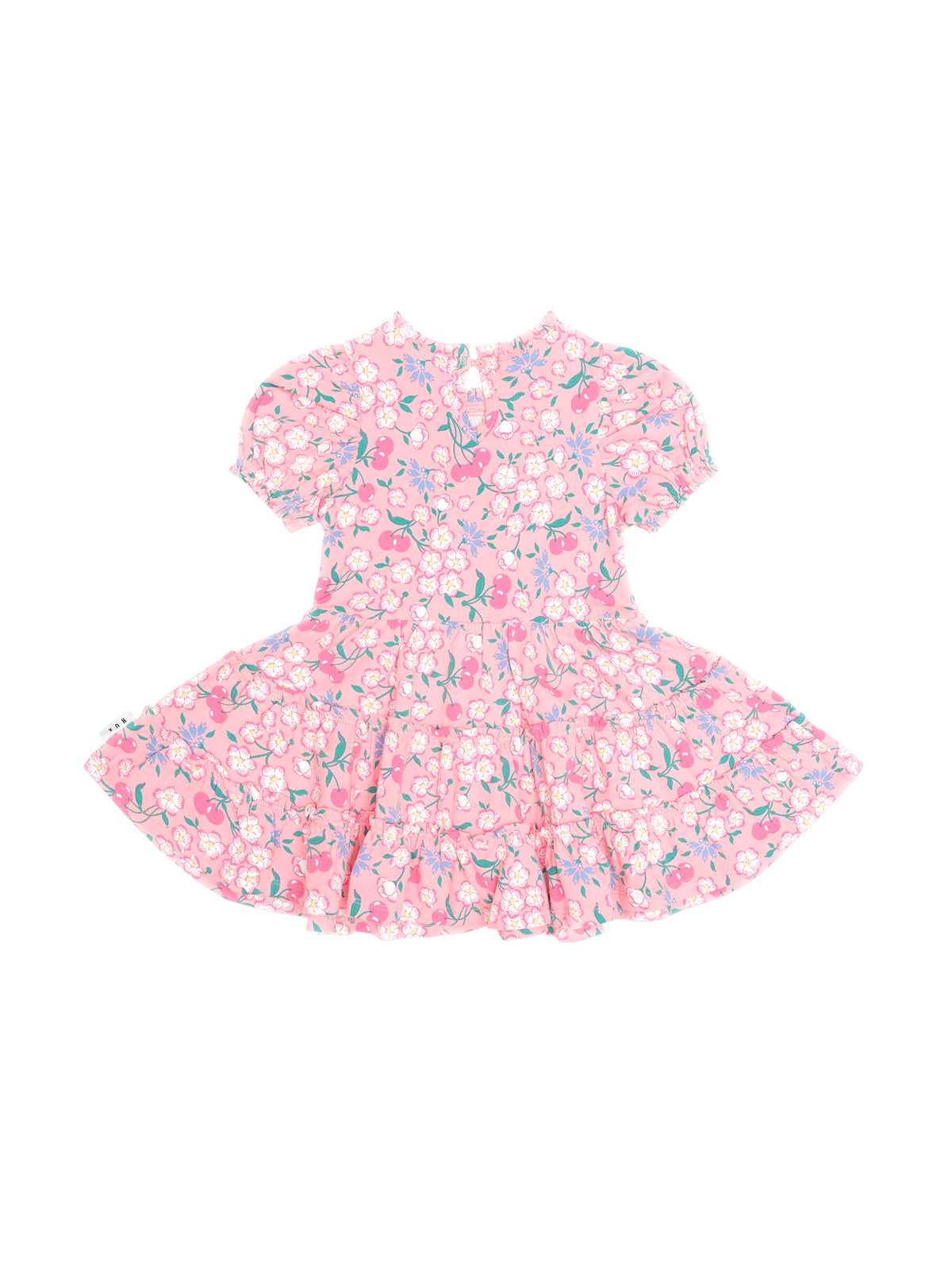 HUXBABY | FLORAL TIERED PUFF DRESS | TROPICAL CHERRY