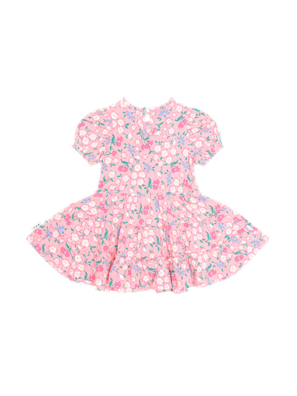HUXBABY | FLORAL TIERED PUFF DRESS | TROPICAL CHERRY