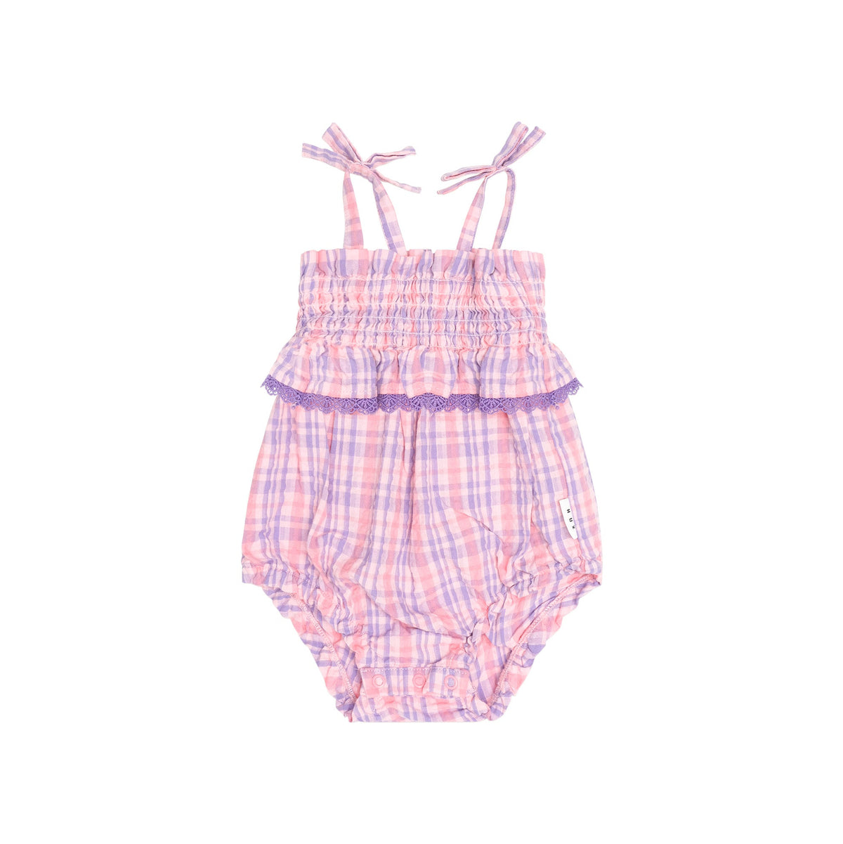 HUXBABY | TIE ROMPER | TROPICAL CHECK