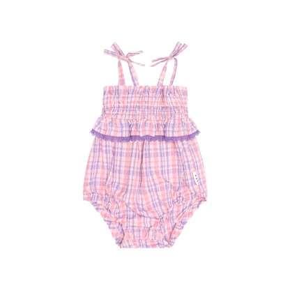 HUXBABY | TIE ROMPER | TROPICAL CHECK