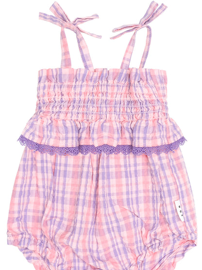 HUXBABY | TIE ROMPER | TROPICAL CHECK
