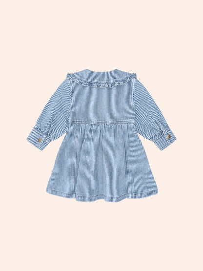 HUXBABY VINTAGE BOW COLLAR DENIM DRESS