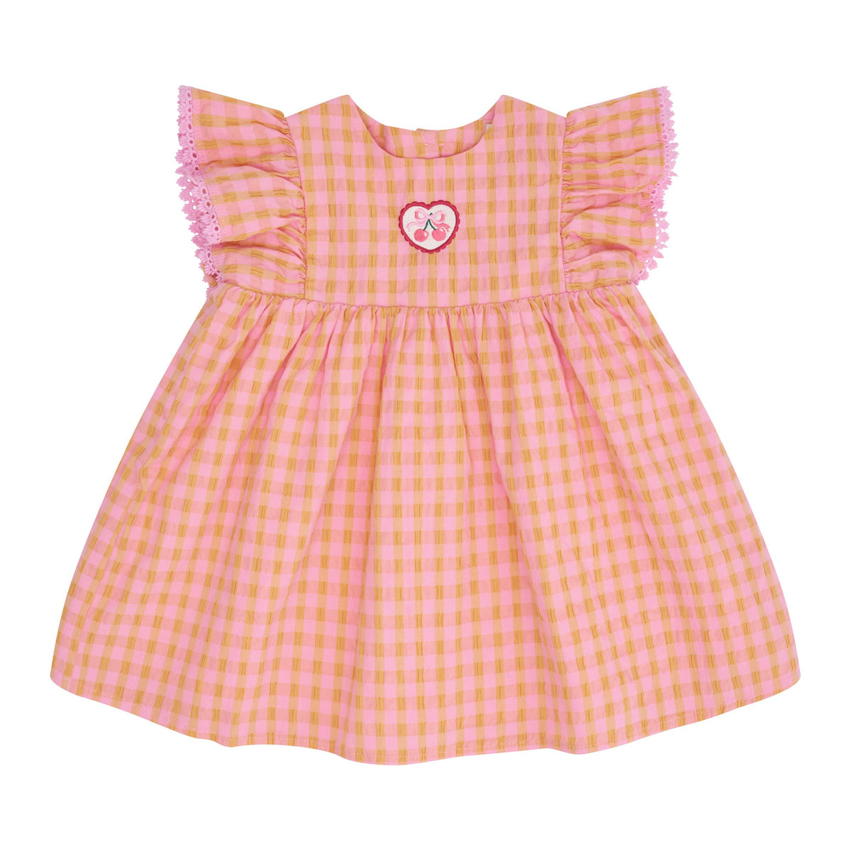HUXBABY | SEERSUCKER DRESS | MANGO SHERBET